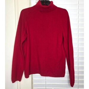 Womens 100% Cashmere Turtleneck Sweater M Red Preppy Classic Office Academia